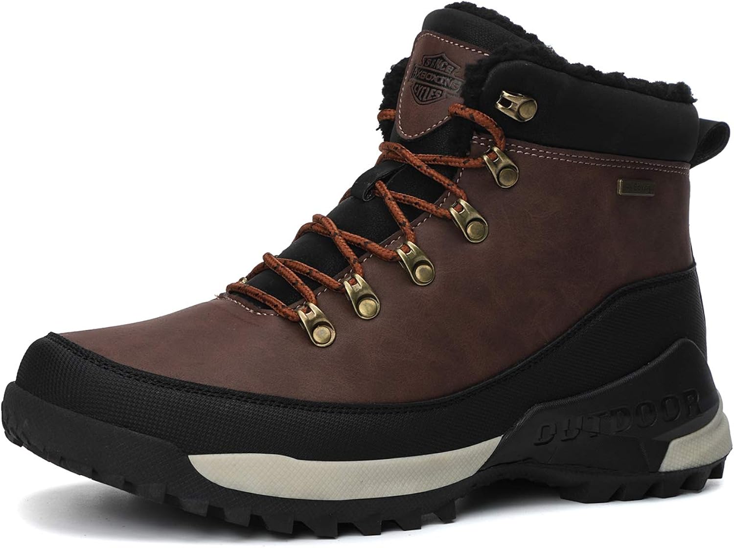 AX BOXING Mens Snow Boots Winter Warm Ankle Boots Fully Fur Lined AntiSlip Hiking Walking Work