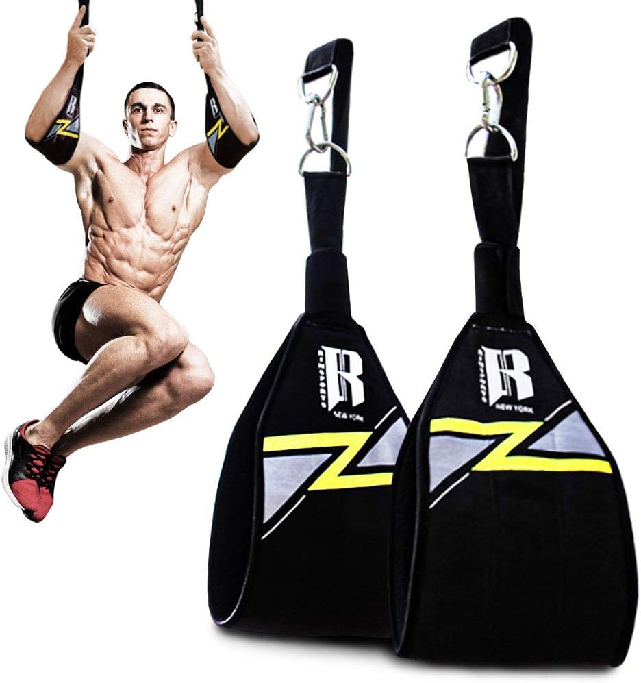 RIMSports Ab Straps for Pull Up Bar - Premium Pull Up Straps & Hanging Ab Straps for Core Workouts - Ideal Hanging Straps & Ab Hancer for Leg Raises, Knee Ups & Ab Workouts