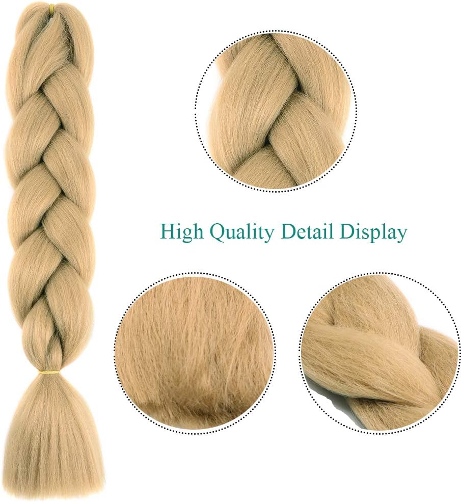 24" Braiding Hair Extension Jumbo Braids Synthetic 3bundles/pack Crochet Hair Afro Box Braid Heat Resistent (Dark Blonde) - Image 3