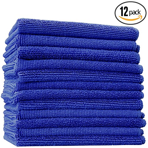 (12-Pack) 12 in. x 12 in. Commercial Grade All-Purpose Microfiber HIGHLY ABSORBENT, LINT-FREE, STREAK-FREE Cleaning Towels - THE RAG COMPANY (Royal Blue)