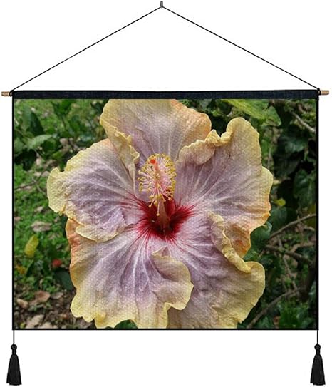 Amazon Co Jp 綿の麻 タペストリー 多機能 掛け軸 掛け物 横 80cmx60cm ハイビスカスの花びらハーブクローズアップ 個性 掛け軸 掛け物 掛けじく ポスター インテリア 組立式 部屋飾り壁 壁飾り ホーム キッチン