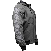 Milwaukee Leather Men's Bare Bones Black Reflective Skull CE Armored Riding Hoodie, Shoulder and Elbow Armor - MPM1797