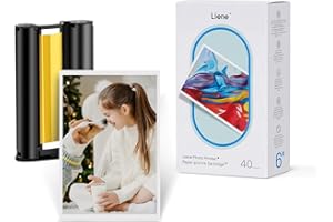 Liene Amber M100/M200/M110/M210 4x6'' Photo Printer 40 Sheets Photo Paper & 1 Cartridge Refill Only for DHP512/DHP513/DHP514/DHP515