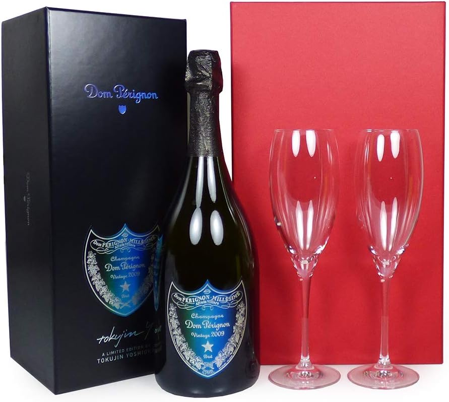 Dom Perignon Champagne 75cl 'Limited Edition Tokujin Yoshioka Design' 2009 Vintage and 2 x Dom Perignon Glasses presented in a Red and Silver Box