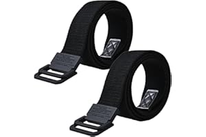 Generic Men Women Canvas Web Belt Plus Size Up to 175cm with Double Ring Buckle, 2 Pack