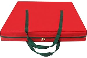 TOP TREASURES Christmas Tree Storage Bag, Large Oxford Polyester Tree Storage Container with Handles and Zippers for 6ft Pop-Up Xmas Tree & Holiday Decorations, Red (30 x 30 x 4.3 in)