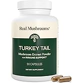 Real Mushrooms Organic Turkey Tail Capsules for Wellness, 90ct | Daily Wellness Support, Organic Turkey Tail Extract, Vegan, Non-GMO, Mushroom Supplement