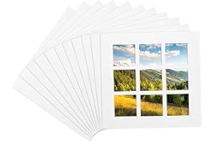 PATIKIL 10x10 Mat for 2x2 Photo, 11 Pack Precut Acid-Free Mat Board White Core Picture Frame Board for Photos Show, Prints, A