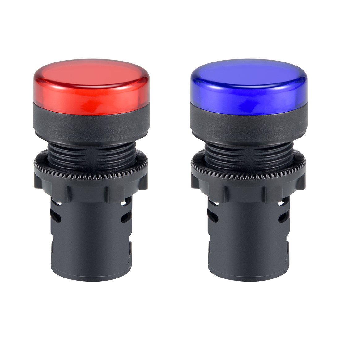 sourcing map 2Pcs AC 220V Indicator Lights, Red+Blue LED, Flush Panel Mount 7/8" 22mm