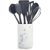 GreenPan Silicone 7 Piece Utensil &amp; Crock Set, Cooking Kitchen Utensil, Flexible Rubber PFAS-Free Ceramic Nonstick Cookware, Rigid Steel Core, Heat-Resistant, Dishwasher Safe, Charcoal Gray
