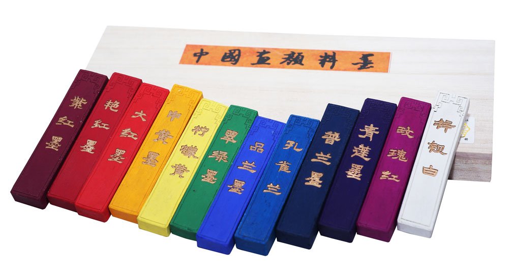 Hukaiwen Ink Block 12 Colors soot Ink Stick Set for Chinese Japanese Traditional Calligraphy and Drawing Small