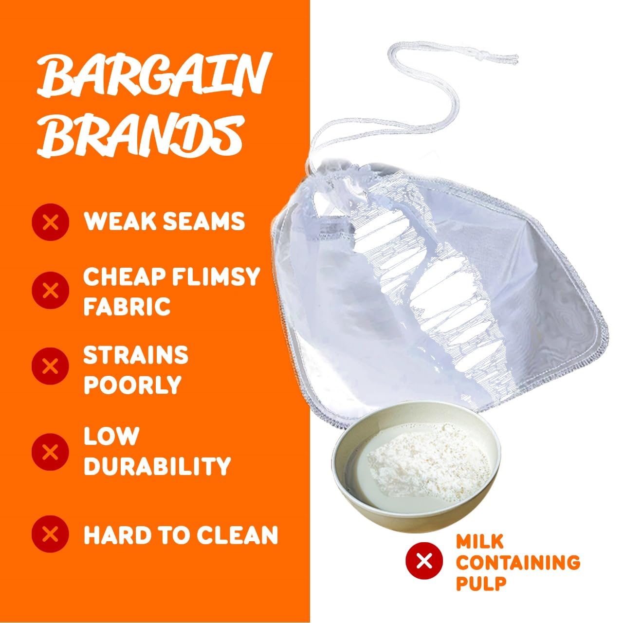 Pro Quality Nut Milk Bag 2 Pack - 12