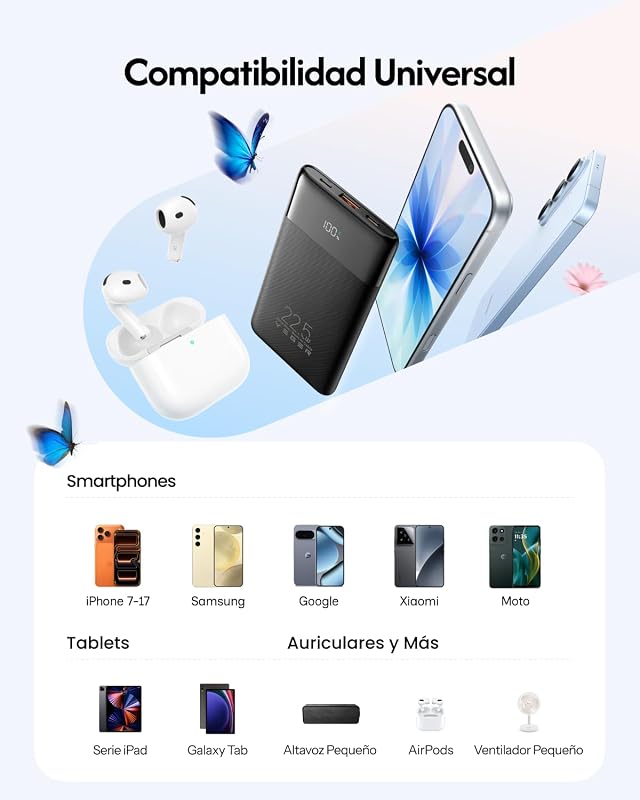 Bateria Externa de Carregamento Rápido 10000mAh Power Bank com Cabo