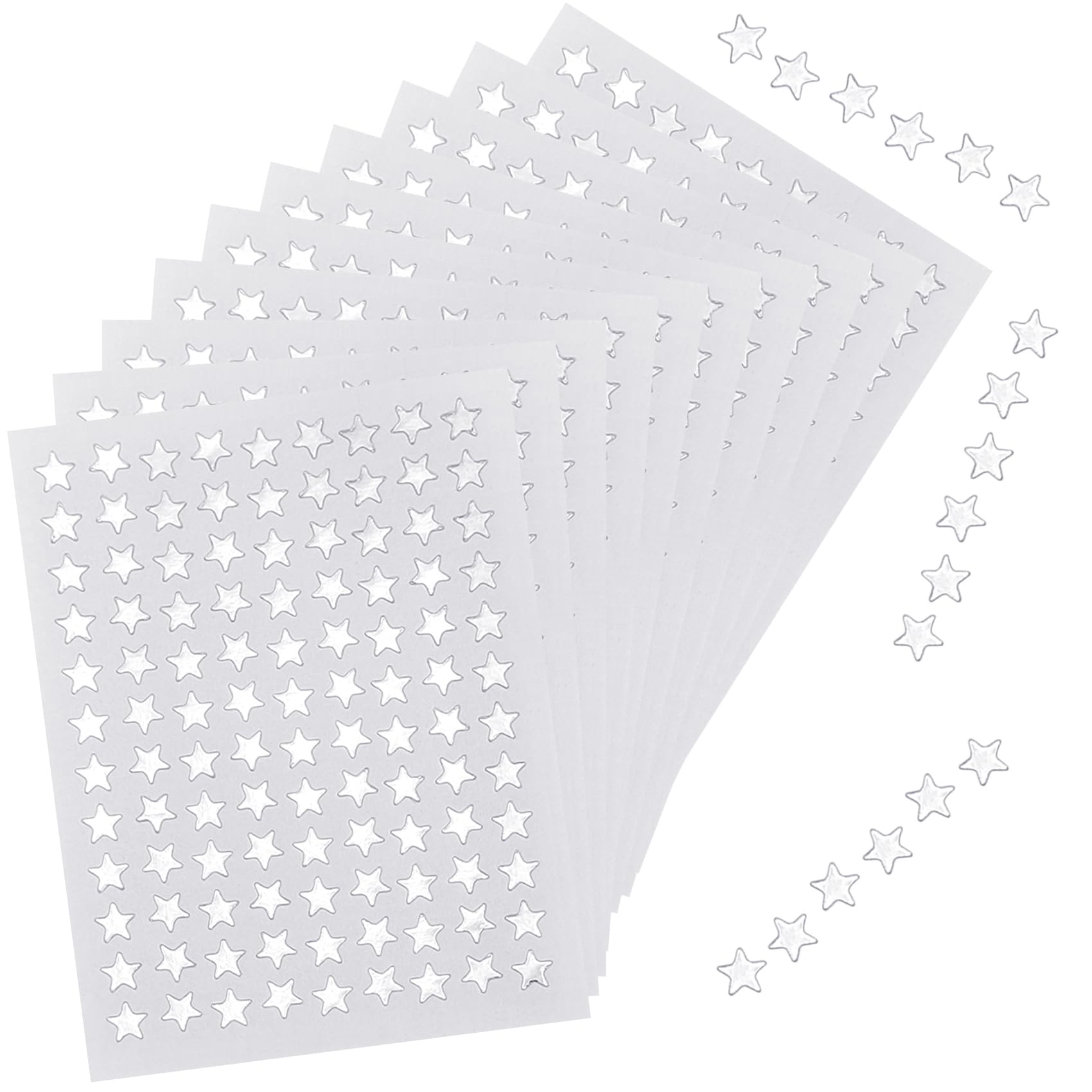 Photo 1 of 1080 Pack 10 Sheets Tiny Silver Star Stickers, 0.3" Diameter Reward Stickers for Kids, Children, Face, Reward Chart (Silver)