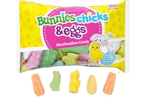 Bunnies Chicks and Eggs Easter Marshmallow Candy 283g Bag – Soft Fruity Marshmallow Treats for Easter Baskets, Egg Hunts and 