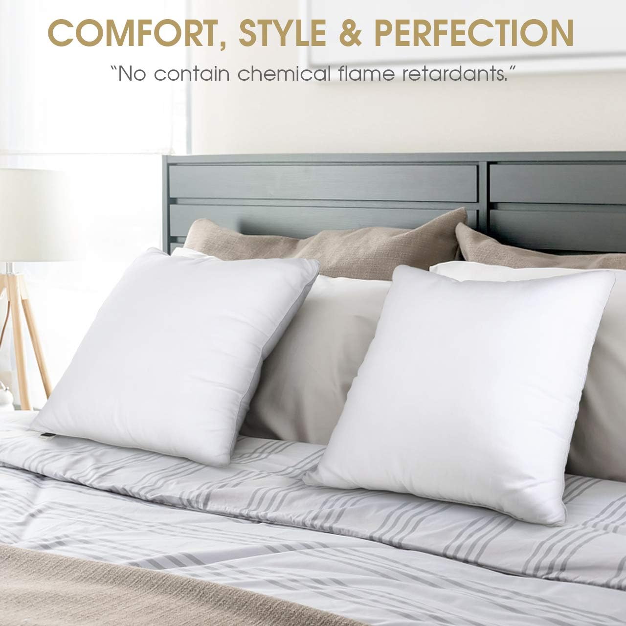 HOKEKI 18x18 Pillow Insert,Premium Pillow Stuffing Throw Pillow Insert,Square-18x18 Pillow Insert Set of 2,Pillows for Couch - Indoor Decorative Pillows Standard/White: Home & Kitchen