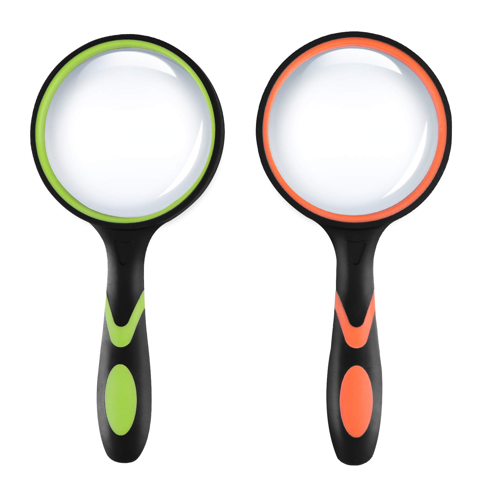 I-WILL Magnifying Glass 10X, Handheld Reading Magnifier with Non-Slip Soft Rubber Handle, 75 mm, Shatterproof Children's Researcher Magnifying Mirror for Reading Books, Hobbies, Inspection, Insects