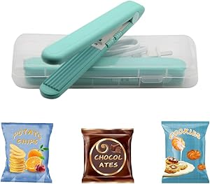 Mini Bag Sealer,Heat Sealer,Chip bag sealer,Handheld Food Sealer Bag Resealer for Food Storage,Portable Smart Heat Sealer Machine with 2 Smart Switches on the Side for Plastic Bags, Snack Bags, Chip Bags, paper crimper,Vacuum food storage bag. (Green (Light))