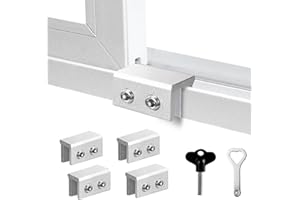 PINGXNG Window Locks for Up and Down Windows 4 Pack Window Stopper Sliding Window Lock for Vertical Horizontal Sliding Windows Doors with Key Aluminum Window Security Locks Child Proof(Silver Medium)