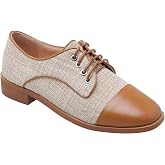 Blano Lofor Lace-up Wingtips Oxford Shoes for Women Cutout Brogues Saddle Shoes