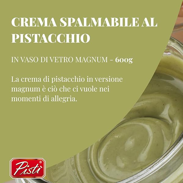 PISTI CREAM OF PISTACHIO FROM SICILY 21.2 OUNCE (600G) | ARTISANAL ITALIAN NUT SPREAD | ENJOY WITH BREAD AND BISCUITS