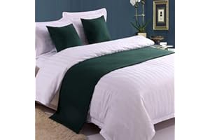 Mengersi Solid Bed Runner Scarf Protector Slipcover Bed Decorative Scarf for Bedroom Hotel Wedding Room (King, Dark Green)