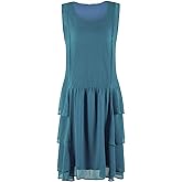 Vijiv Womens 1920s Inspired Flapper Dress High Tea Great Gatsby Maroon with Tiered Skirt 20s Dress