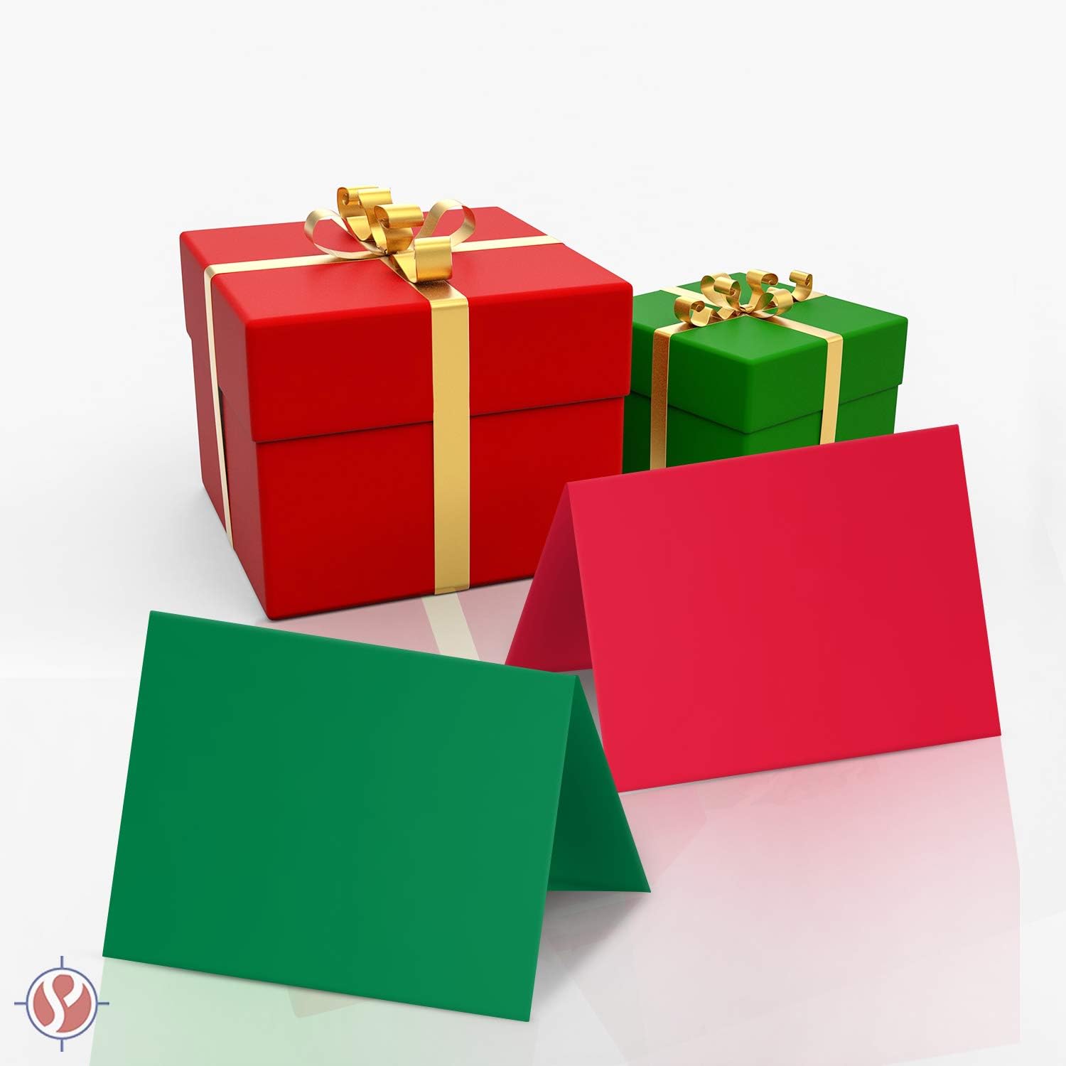 2021 Holiday Christmas Greeting Cards - 25 Red & 25 Green Blank Cards with 50 White Envelopes - Card Size 4.25 x 5.5 Inches When Folded - Envelopes Size A2 : Office Products
