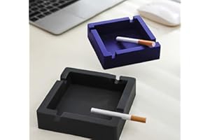 Ashtray, Silicone Ash Tray with 4 Cigarette Rests. Ashtrays for Outdoor & Indoor. Unbreakable, Burn-resistant, Flexible, Non-