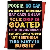 ICOOLYI Funny 18th Birthday Card for Boys Girls, Son Daughter, 18 Year Old Birthday Gifts & Decorations | Hilarious Greeting Card with Gen Z Slang Meme-Inspired Design