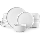 MALACASA 18 Pieces Gourmet Porcelain Dinnerware Sets, Premium Plates and Bowls Set, High-Fired Ceramic Dishes Set for 6, Chip & Scratch Resistant, Microwave Dishwasher Safe, White, Series LEXI