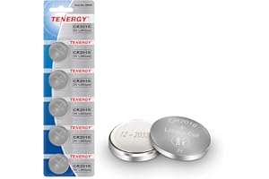 Tenergy CR2016 Battery, CR2016 3V Lithium Battery Watches, Key Fobs, Calculators, Medical Devices, and More, 5 Count