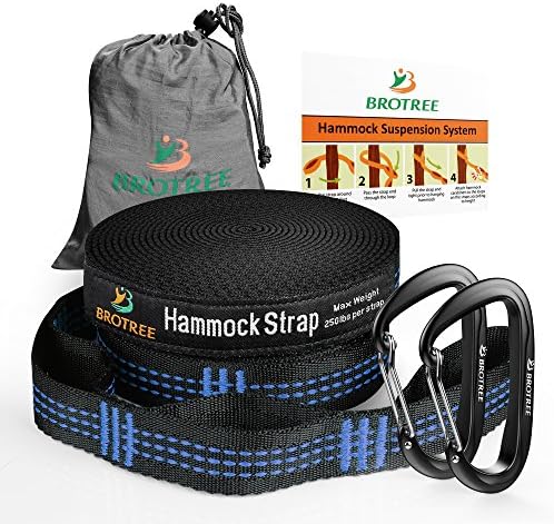 Brotree 2 Pack XL Hammock Tree Straps - 13 Feet Long with 20+1 Loops & 2 Aluminum Carabiners for Camping Hiking Backyard - Lightweight, Heavy Duty and No Stretch