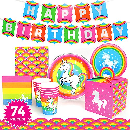 Buy Rainbow Unicorn Party Supplies Decorations, (Deluxe) Birthday Party