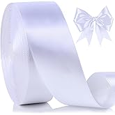 Amazon.com: 120 Yards White Ribbon 1-1/2 inch Gift Satin Ribbon for ...