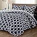 downluxe Lightweight Printed Comforter Set (Queen,Navy) with 2 Pillow Sham - 3-Piece Set - Down Alternative Reversible Comforter