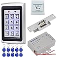 HFeng Door Access Control System Kit Set Metal RFID Keypad + DC12V 3A Power Supply Controller + NC Type Electronic Strike Locks + Door Exit Button + 10pcs Keyfobs Card