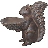 Comfy Hour Farmhouse Collection 8" Decorative Squirrel Holding A Plate Figurine, for Indoor Candy Plate Or Outdoor Birdfeeder Use, Polyresin Statue Antique Copper Looking