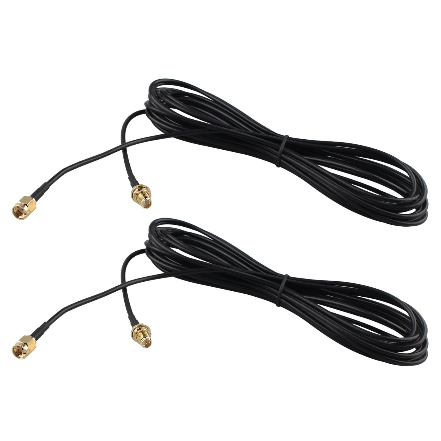 Futheda 2PCS RP-SMA Male to RP-SMA Female WiFi Antenna Extension Cable Bulkhead Mount RG174 Coaxial Cable 5m/16.4 feet for WiFi Router Gateway FPV Antenna Wireless Lan PCI Card IP Security Camera