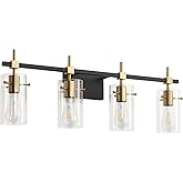 SOLFART Farmhouse Brass Bathroom Vanity Lights fixtures Over Mirror Vintage Bathroom Lighting Wall Sconce with Glass Shade 4 