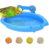 Mygeromon Bird Bath for Cage Parakeet Bathtub Budgie Shower Tub Indoor | Small Parrot Accessories, Hanging, Blue