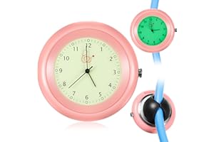 Dansydaisy 1 Pcs Glow in The Dark Stethoscope Watch Nurse Gift Clip on Pocket Watch with Second Hand Appreciation Medical Accessories for Nursing Students Doctor Clinic Staff (Pink)