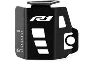 Mokiton Motorcycle Rear Brake Fluid Reservoir Pump Oil Cap Guard Cover Compatible With YAMAHA YZF R1 2009-2023 2024 2025 | Gas Tank Protectors YZF-R1 YZF R1M YZFR1 Accessories (black)