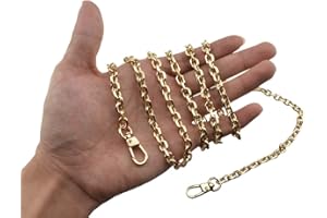 HAHIYO Mini Pochette Purse Chain Strap Thin Wide 6mm for LV Length 47.2 inches Thick 2mm Shiny Gold for Shoulder Cross Body Sling Handbag Wallet Clutch Comfortable Flat Metal Strap 1 Pack
