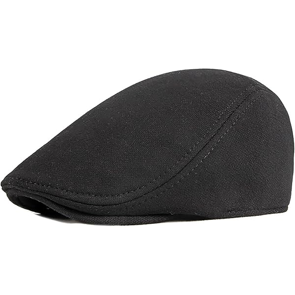 JANGOUL Men Ivy Cap Cotton Twill Newsboy Flat Hat (Black, 7 1/8
