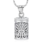 Imrsanl Hollow Butterfly Cage Cremation Jewelry Cylinder Urn Necklace for Ashes Memorial Locket Pendant Loved Ones Funeral Keepsake for Women Men