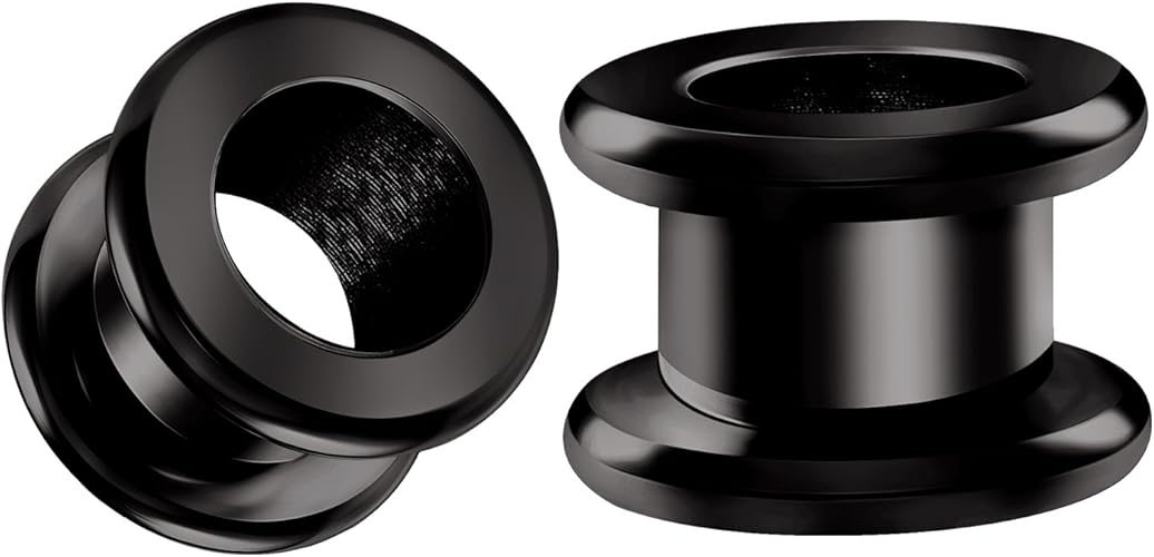 BIG GAUGES Pair Screw Black Anodized Double Zero Gauge 10mm