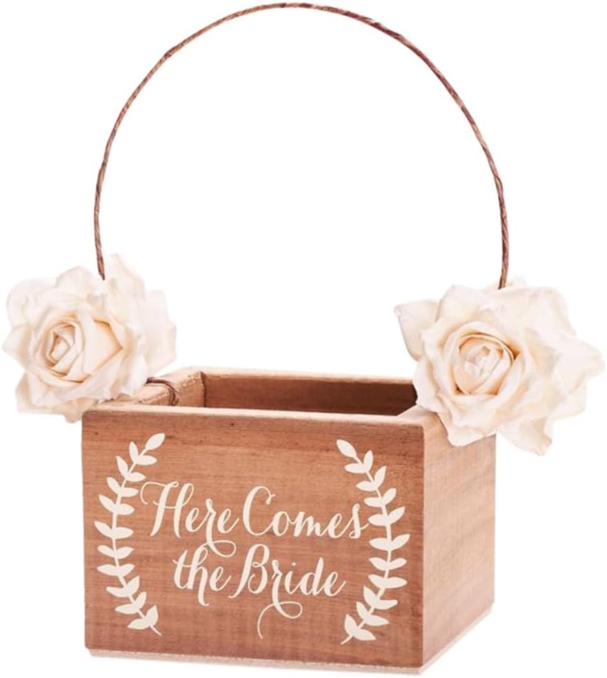 here comes the bride flower girl basket