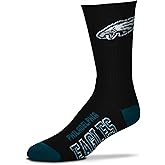 FBF - NFL Deuce Adult Team Logo Crew Dress Socks Footwear for Men & Women Game Day Apparel Size Large - Philadelphia Eagles