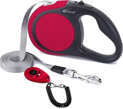 cfmour Retractable Dog Lead 5m 50kg Red Heavy-Duty Extendable Leash